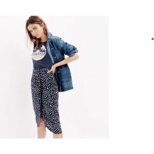 J. Crew Navy Blue Colorful Tulip Skirt in Ratti Happy Cat Print Polka Dot Sz 00